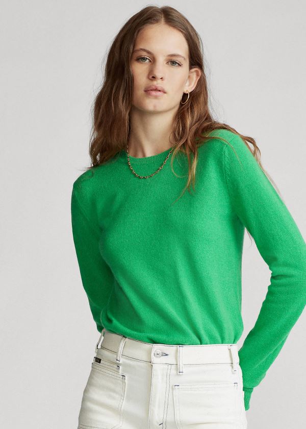 Sueter Polo Ralph Lauren Mujer Verdes - Washable Cashmere - HXPCU6541